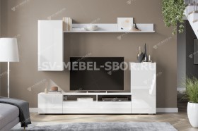 Мебель для гостиной МГС 4 (Белый/Белый глянец) в Саянском - sayanskij.katalogmebeli.com | фото
