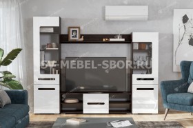 Мебель для гостиной МГС 6 (Исполнение 1/Венге/Белый глянец) в Саянском - sayanskij.katalogmebeli.com | фото